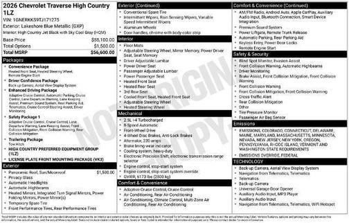 2026 Chevrolet Traverse High Country