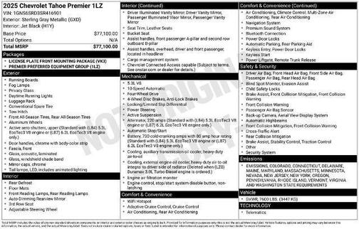 2025 Chevrolet Tahoe Premier