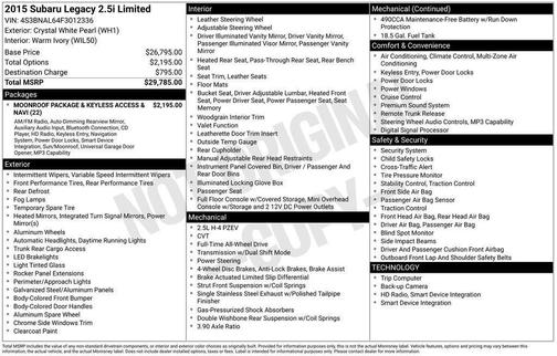 2015 Subaru Legacy Limited