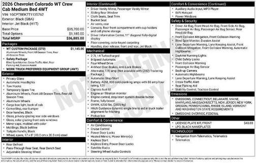 2026 Chevrolet Colorado WT