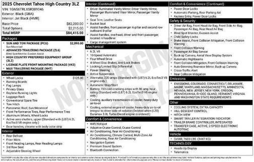 2025 Chevrolet Tahoe 4WD High Country