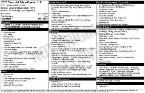 2025 Chevrolet Tahoe Premier