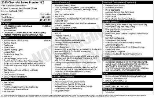 2025 Chevrolet Tahoe Premier