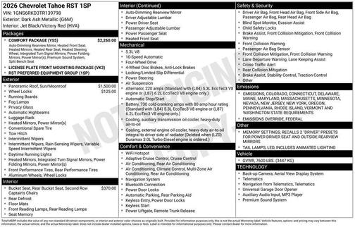 2026 Chevrolet Tahoe 4WD RST