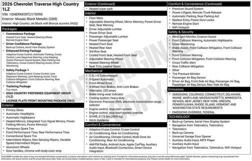 2026 Chevrolet Traverse High Country