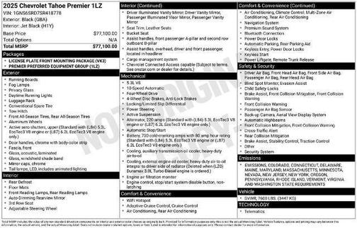 2025 Chevrolet Tahoe Premier