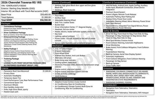2026 Chevrolet Traverse RS