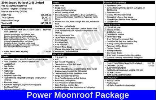 2016 Subaru Outback 2.5i Limited