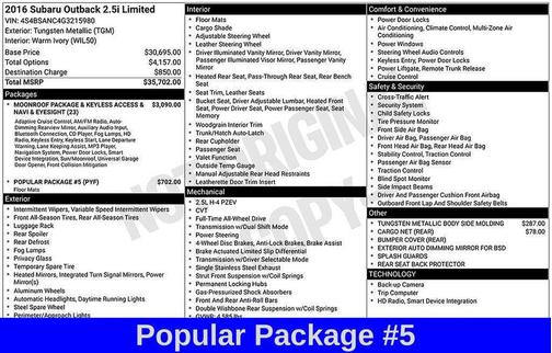 2016 Subaru Outback 2.5i Limited