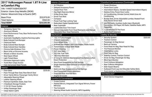 2017 Volkswagen Passat 1.8T R-Line w/Comfort