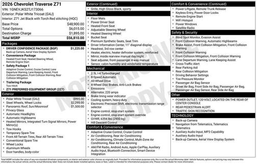 2026 Chevrolet Traverse AWD Z71
