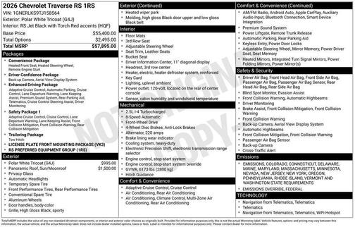 2026 Chevrolet Traverse RS