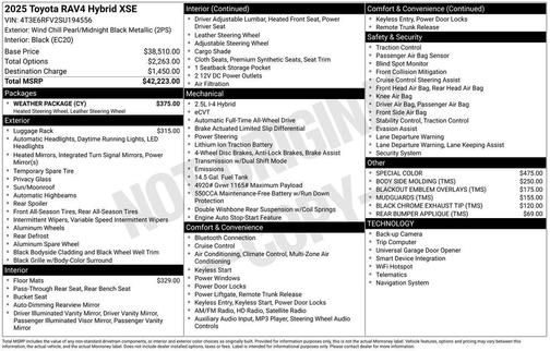 2025 Toyota RAV4 Hybrid SE