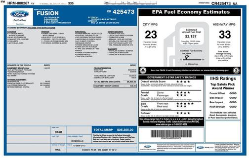 TUXEDO BLACK METALLIC 2012 Ford Fusion SE