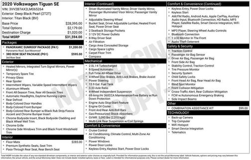 2020 Volkswagen Tiguan 2.0T SE 4MOTION