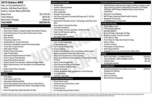 WR Blue Pearl 2019 Subaru WRX Base