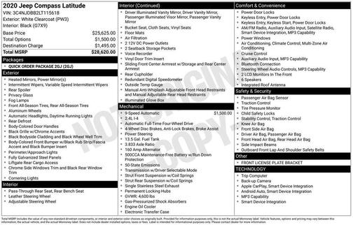 White Clearcoat 2020 Jeep Compass Latitude
