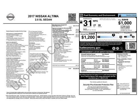 Brilliant Silver 2017 Nissan Altima 2.5 SL