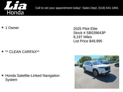 Platinum White Pearl 2025 Honda Pilot Elite