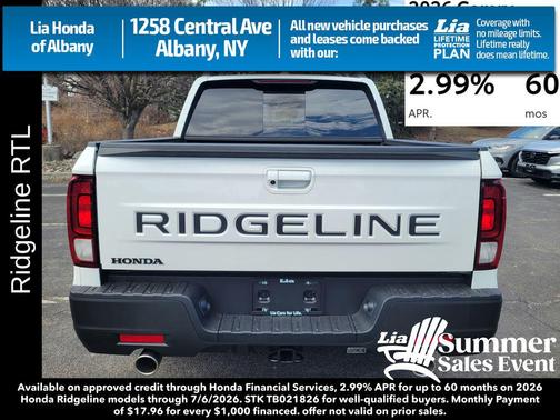 Platinum White Pearl 2026 Honda Ridgeline RTL