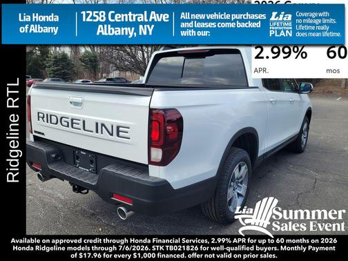 Platinum White Pearl 2026 Honda Ridgeline RTL