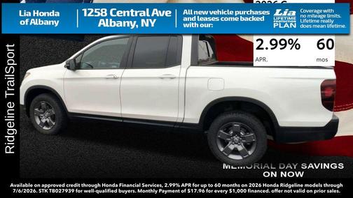 Platinum White Pearl 2026 Honda Ridgeline TrailSport
