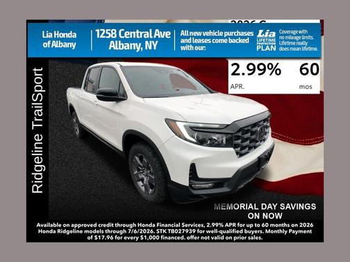Platinum White Pearl 2026 Honda Ridgeline TrailSport