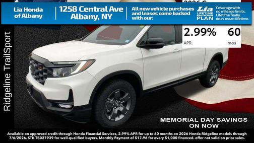 Platinum White Pearl 2026 Honda Ridgeline TrailSport