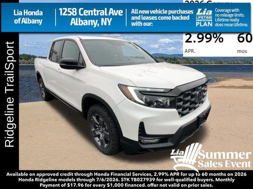 Platinum White Pearl 2026 Honda Ridgeline TrailSport
