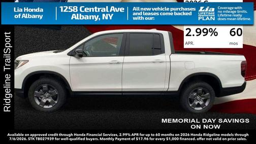 Platinum White Pearl 2026 Honda Ridgeline TrailSport