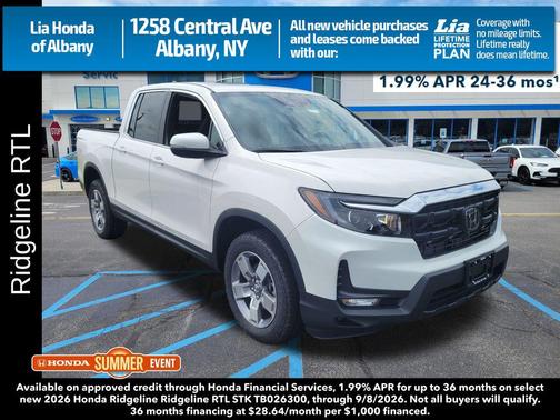 Platinum White Pearl 2026 Honda Ridgeline RTL