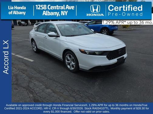 Platinum White Pearl 2024 Honda Accord LX 1.5T