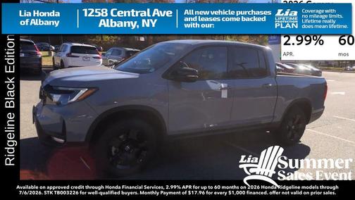 Sonic Gray Pearl 2026 Honda Ridgeline Black