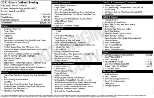 2021 Subaru Outback Touring