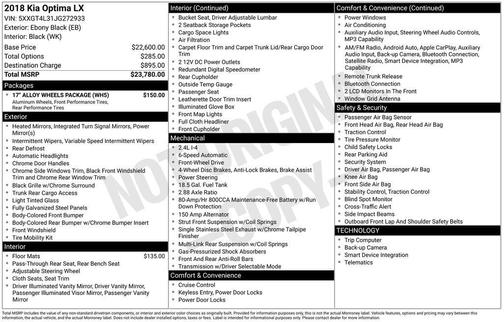 Ebony Black 2018 Kia Optima LX