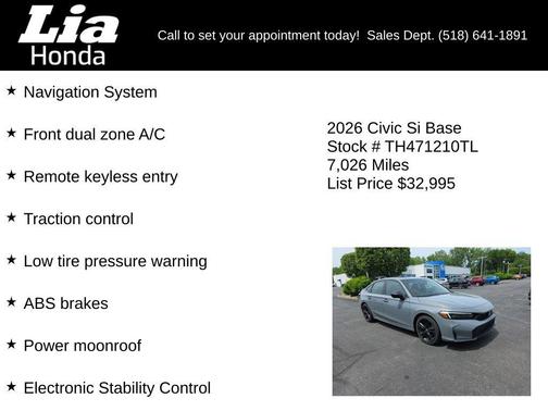 Urban Gray Pearl 2026 Honda Civic Si Base