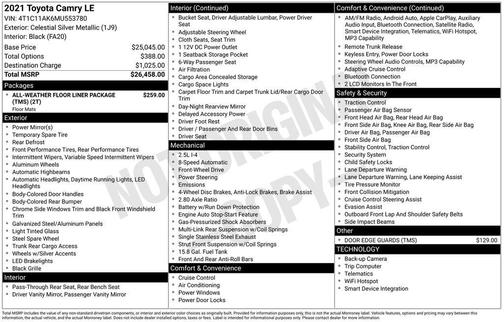 Celestial Silver Metallic 2021 Toyota Camry LE