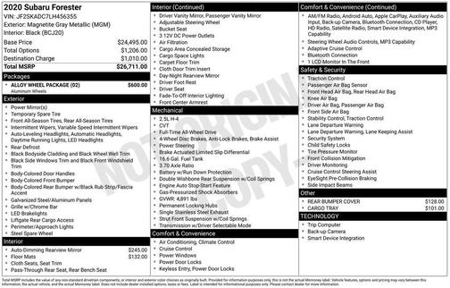 Magnetite Gray Metallic 2020 Subaru Forester Base