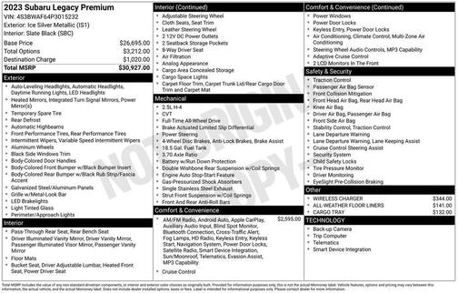 2023 Subaru Legacy Premium