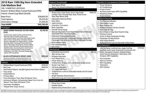Brilliant Black Crystal Pearlcoat 2018 RAM 1500 Big Horn