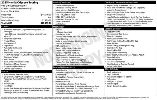 2025 Honda Odyssey Touring