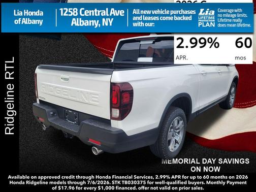 Platinum White Pearl 2026 Honda Ridgeline RTL