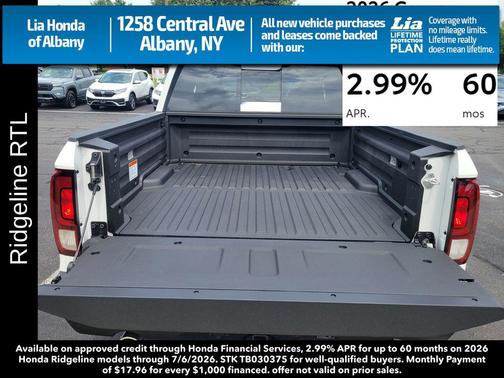 Platinum White Pearl 2026 Honda Ridgeline RTL