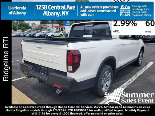 Platinum White Pearl 2026 Honda Ridgeline RTL