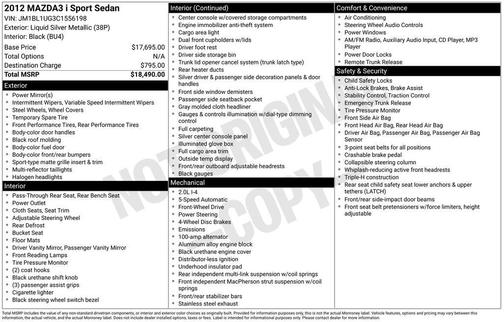 2012 Mazda Mazda3 i Sport