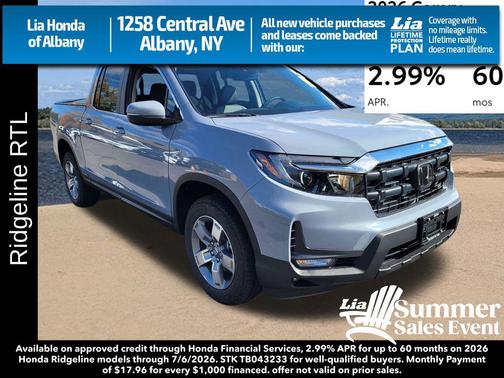 Sonic Gray Pearl 2026 Honda Ridgeline RTL