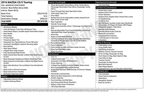 Blue Reflex Mica 2016 Mazda CX-5 Touring