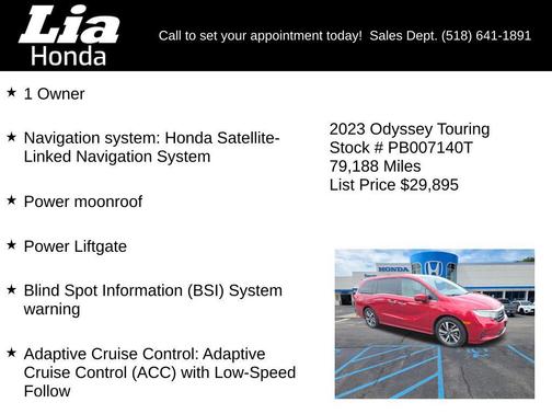 Radiant Red Metallic II 2023 Honda Odyssey Touring