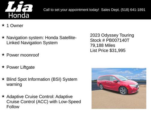 Radiant Red Metallic II 2023 Honda Odyssey Touring