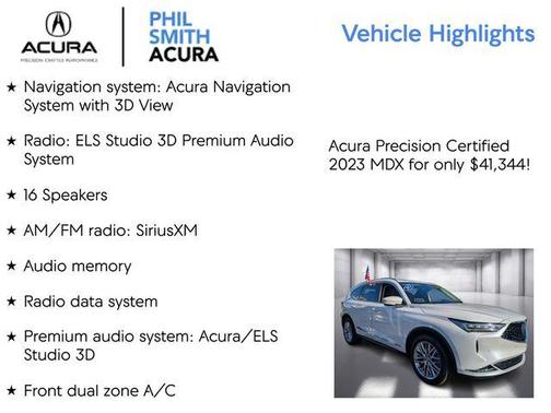 Platinum White Pearl 2023 Acura MDX Advance Package